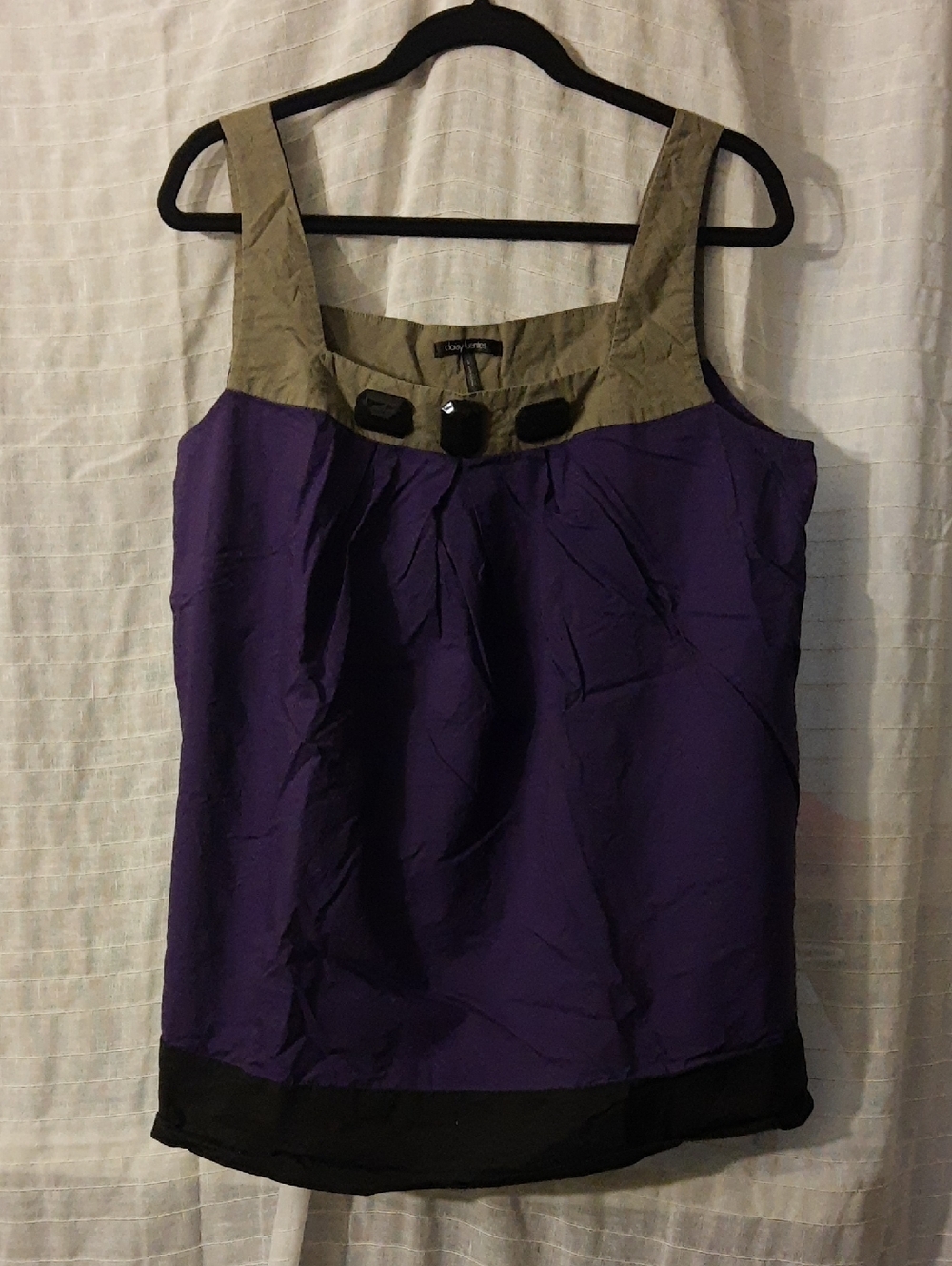 Tory Burch Purple Camisole with Tan Yoke and Black Hem Detail